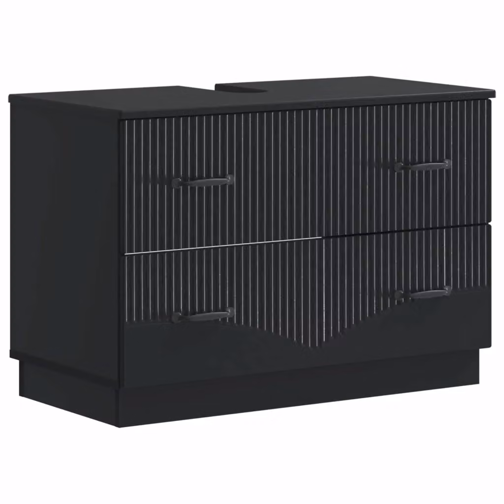 Mobile lavabo moderno vidaXL nero opaco sospeso L: 82 cm, P: 41 cm, H: 56 cm – 2