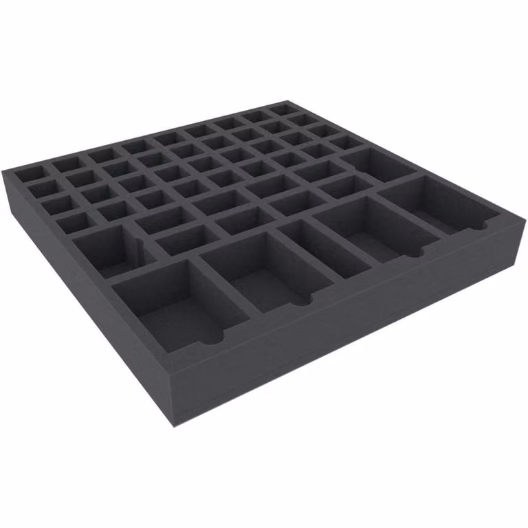 Inserto in schiuma 370x370x50 mm per scatole per giochi da tavolo, 51 scomparti