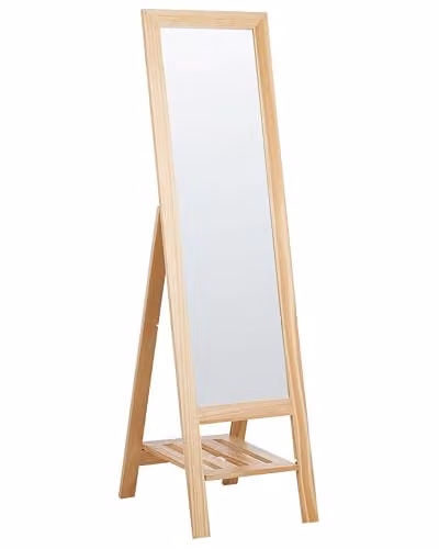 Specchio da terra alto con cornice dritta 40 x 145 cm marrone chiaro