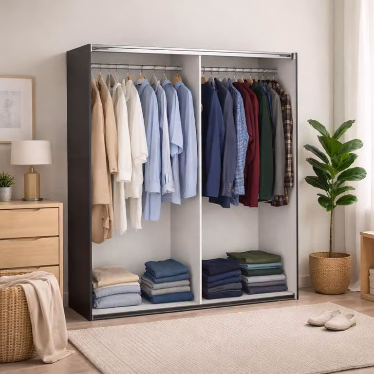 Dmora Guardaroba Grande Hagupit 62x220.4h cm Grigio, Appendiabiti 4 Vani