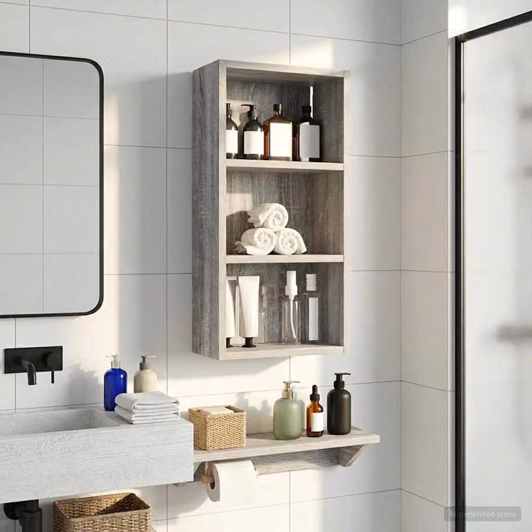 Armadio da bagno a muro vidaXL moderno in legno MDF grigio opaco L/P/H: 30 x 16 x 62,5 cm