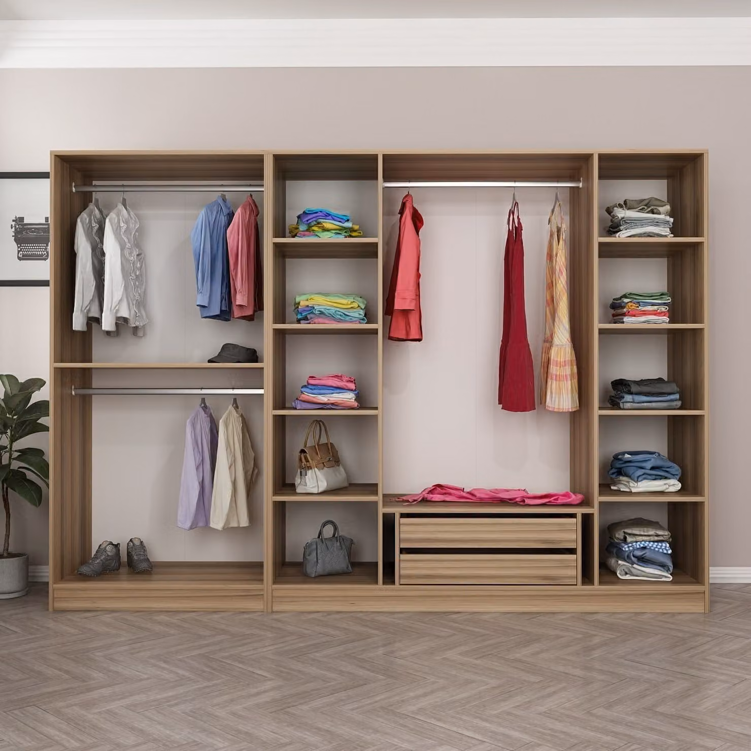 Skye Decor, Kale - 7540, armadio, Dore, 100 % PANNELLI DI PARTICELLE RIVESTITI IN MELAMMINA, 270 x 52 x 190 cm