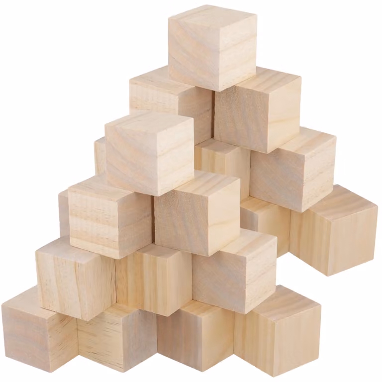 Cubetti di legno di pino, 5x5x5 cm, confezione da 24 pezzi, non trattati