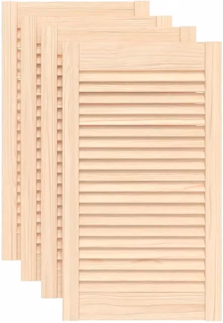 Set di 4 ante in legno di pino con design a lamelle beige CFW5452382, H: 69 cm, L: 39,4 cm