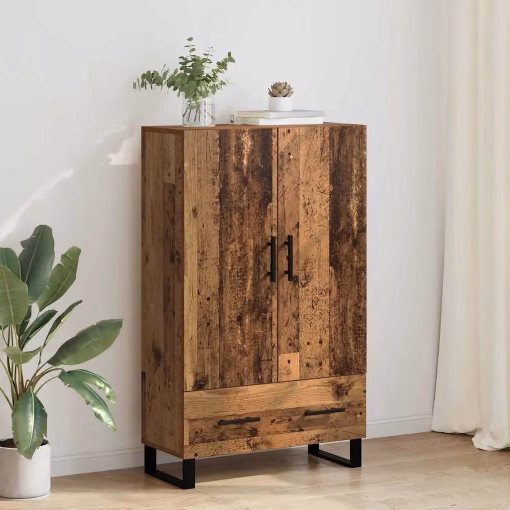 Credenza moderna vidaXL in legno e metallo marrone con ante e ripiani interni L/P/H: 69,5 x 30 x 115 cm