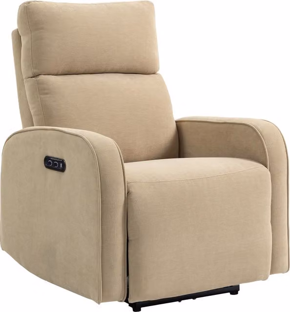 HOMCOM Poltrona Reclinabile Elettrica in Ciniglia con Poggiapiedi, Poggiatesta Regolabile e Prese, 80x93x103 cm, Beige   Aosom Italy
