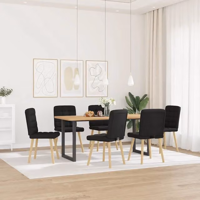 Sedie da Pranzo 6 pz | Sedie da cucina Nere in Tessuto