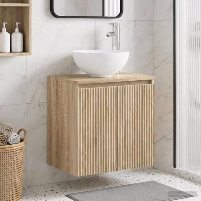Mobile Lavabo da Parete Moderno vidaXL in Legno Marrone L: 49,5 cm, P: 35 cm, H: 63 cm