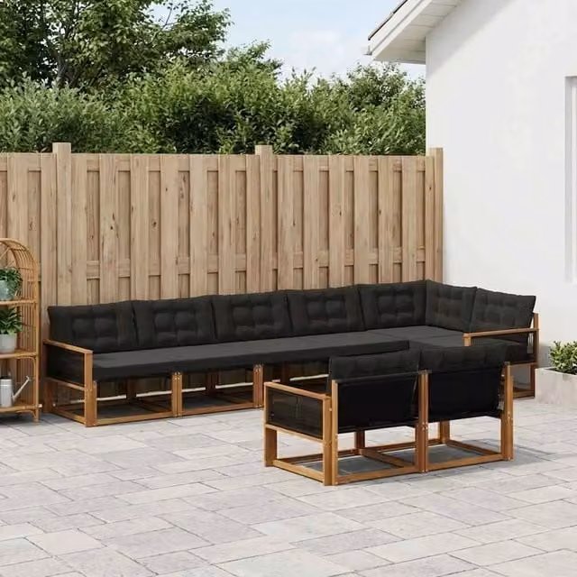 Set di divani da esterno 8 pz Naturale e Nero 3381504