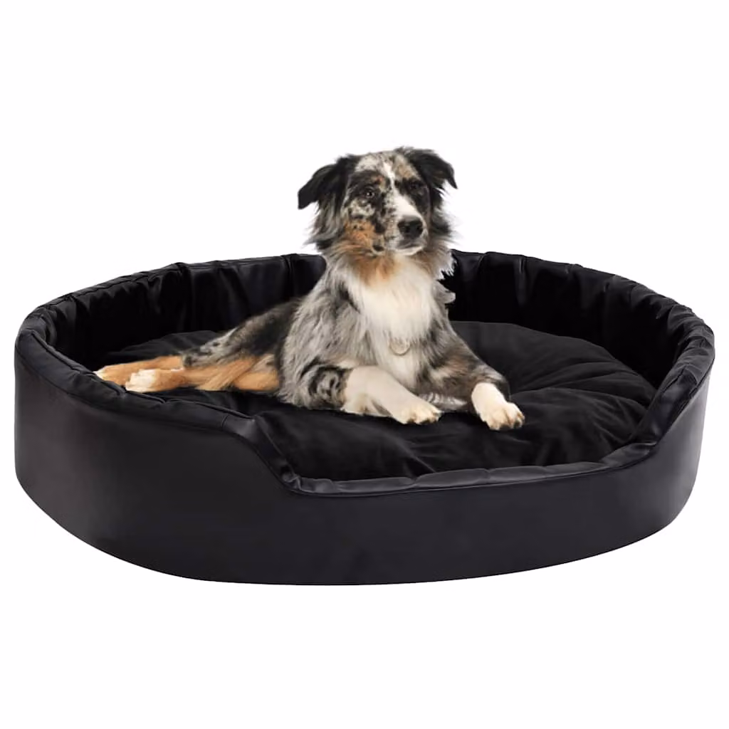 vidaXL Lettino per Cani Nero in Similpelle e Tessuto L: 90 cm, P: 79 cm, H: 20 cm