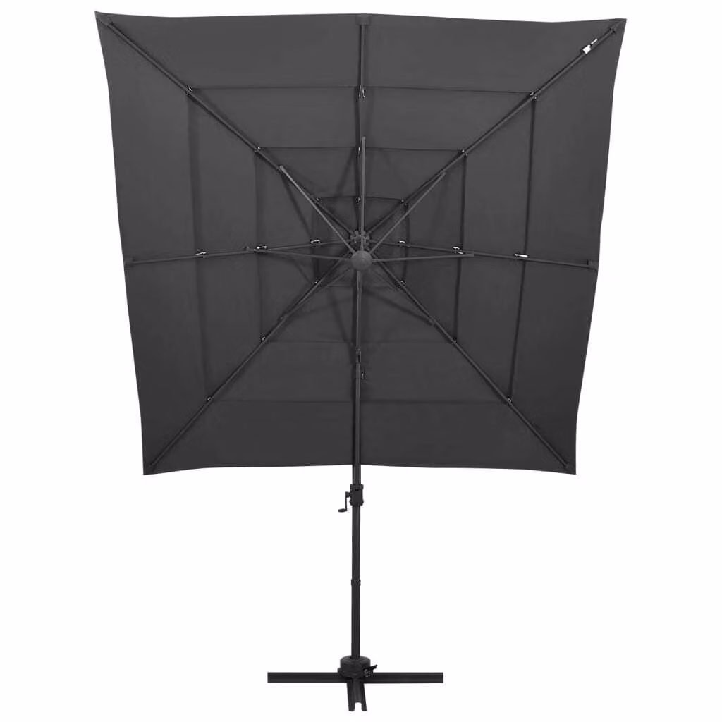 vidaXL Ombrellone con palo in alluminio a 4 strati antracite 250x250 cm