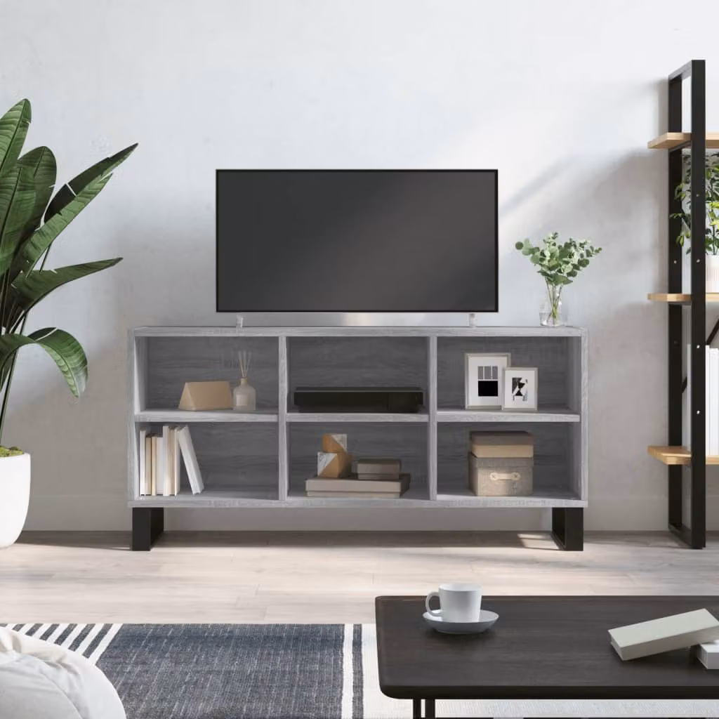 Mobile TV vidaXL Grigio Sonoma in Legno e Metallo, L 103,5 cm x P 30 cm x H 50 cm