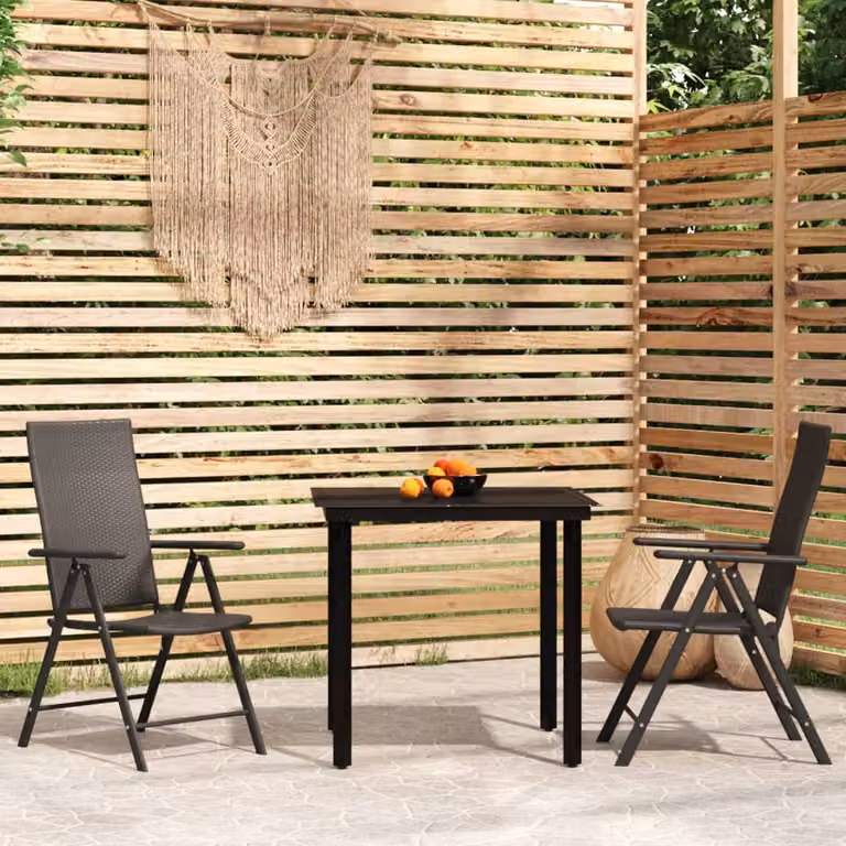 Maison Exclusive - Set da pranzo da giardino 3 pezzi nero