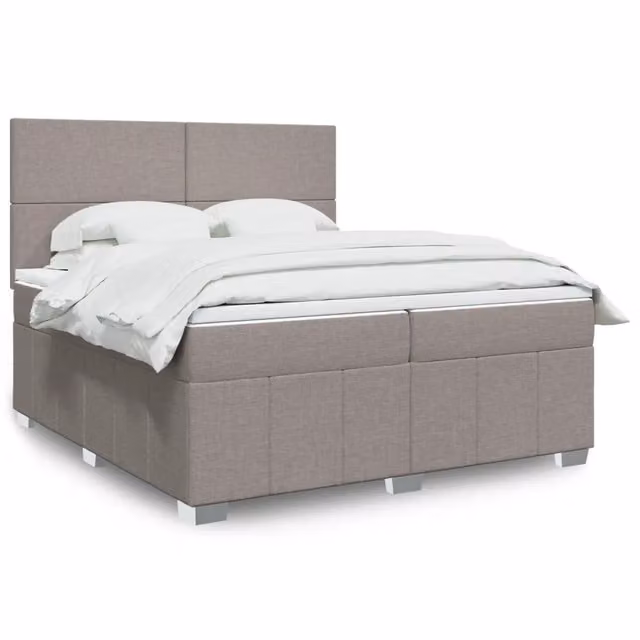 Letto Ibrido con Materasso vidaXL in Tessuto Beige, Bianco e Grigio L/P: 200 x 200 cm