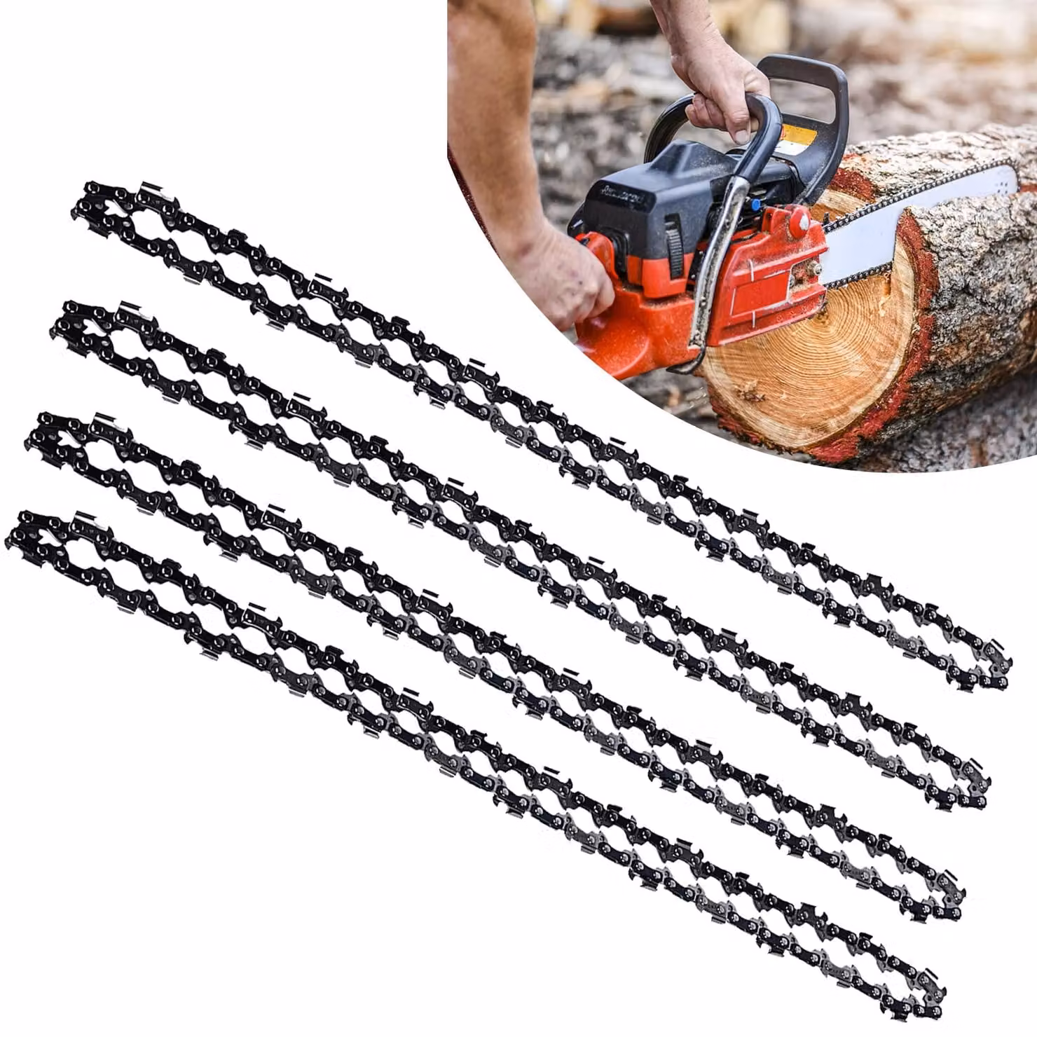 4 catene per motosega, lunghezza 35 cm, passo 3/8", spessore 1,3 mm