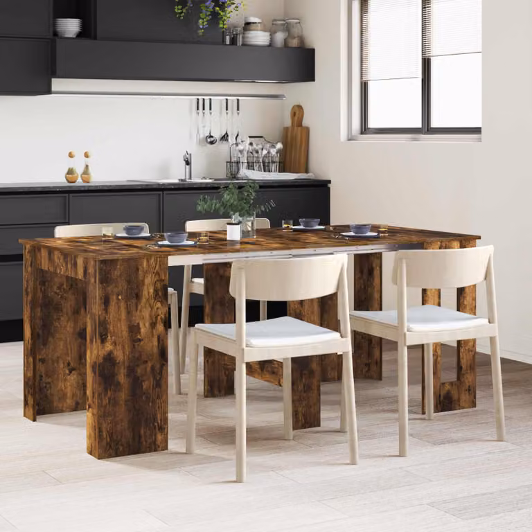 vidaXL Tavolo da Pranzo Rettangolare Moderno in Legno Ingegnerizzato Marrone, Estensibile, L/P/H: 180 x 85 x 75 cm