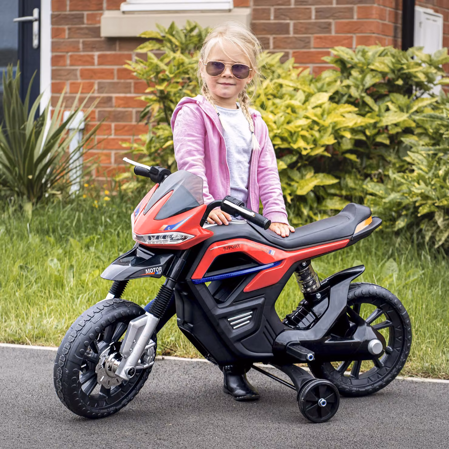 Moto Elettrica Homcom per Bambini con Doppia Sospensione, Musica e Luci, Colore Rosso e Nero – 2