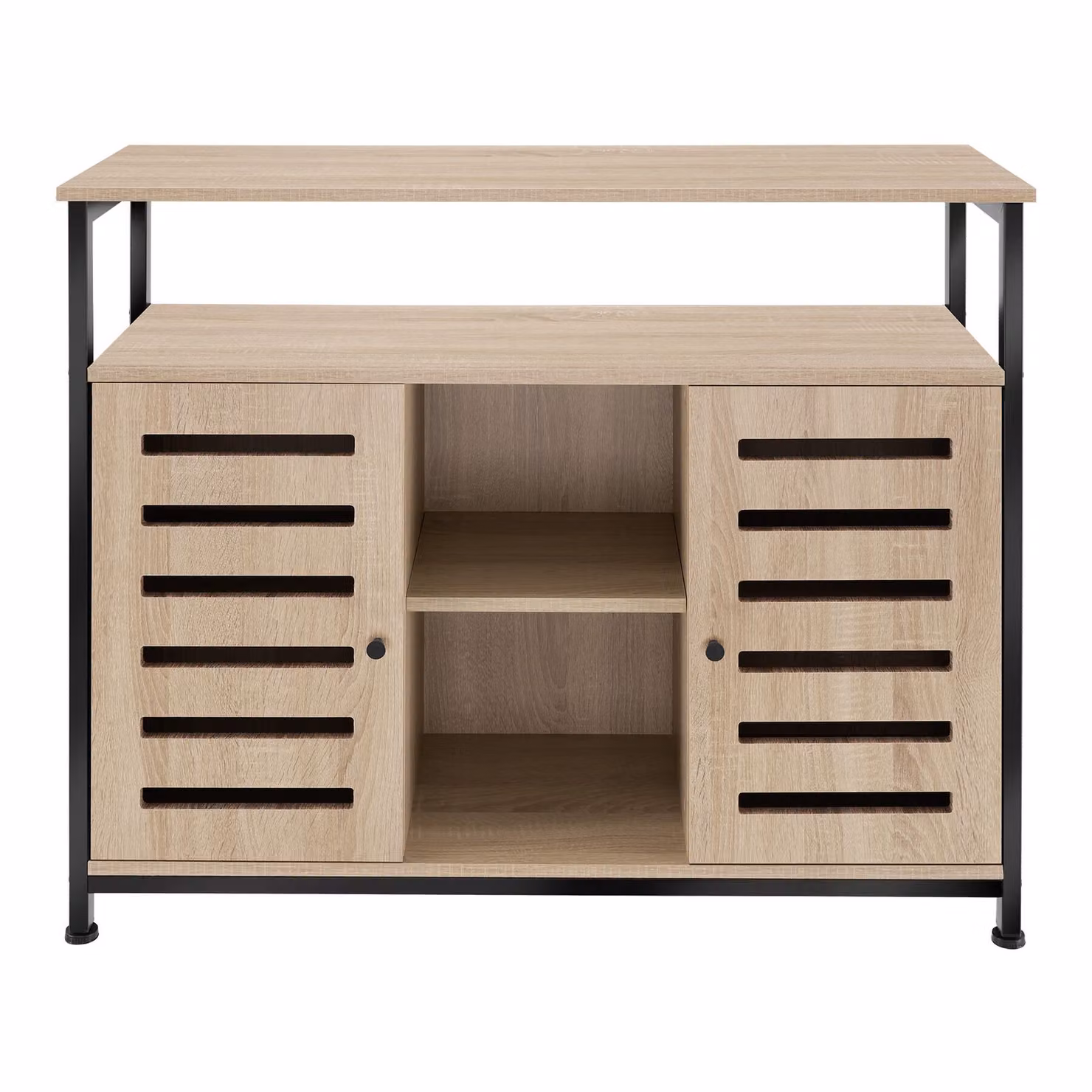 Credenza Warrington TecTake in stile industriale con finitura rovere e dettagli neri, L: 100 cm, P: 37 cm, H: 82 cm – 3