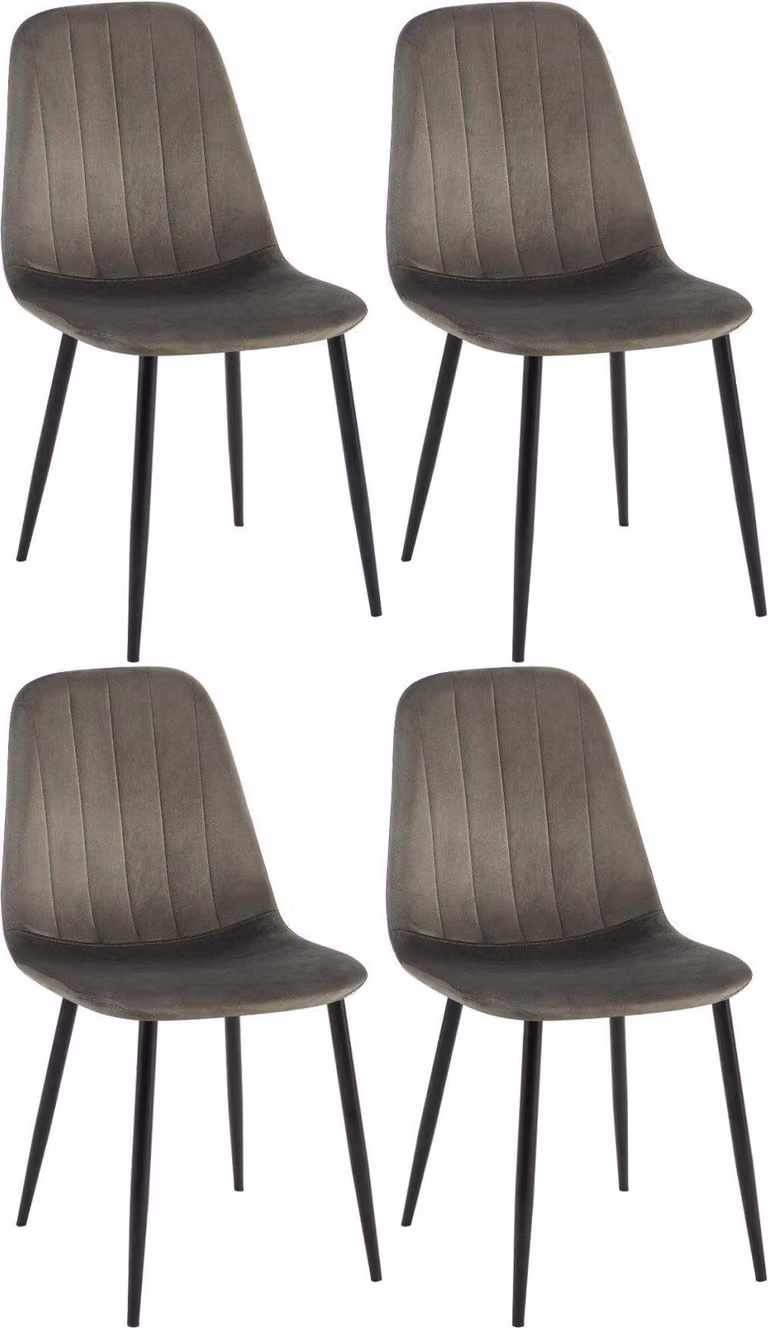 set di 4 sedie da pranzo - rivestimento in velluto - elevato comfort di seduta | Colore: antracite