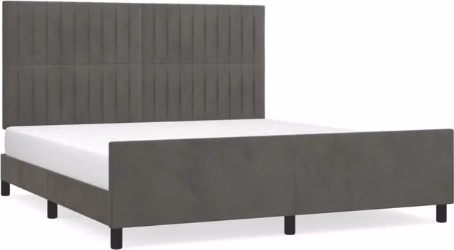 Letto matrimoniale | Letto per adulti | Giroletto con Testiera Grigio Scuro 180x200 cm in Velluto