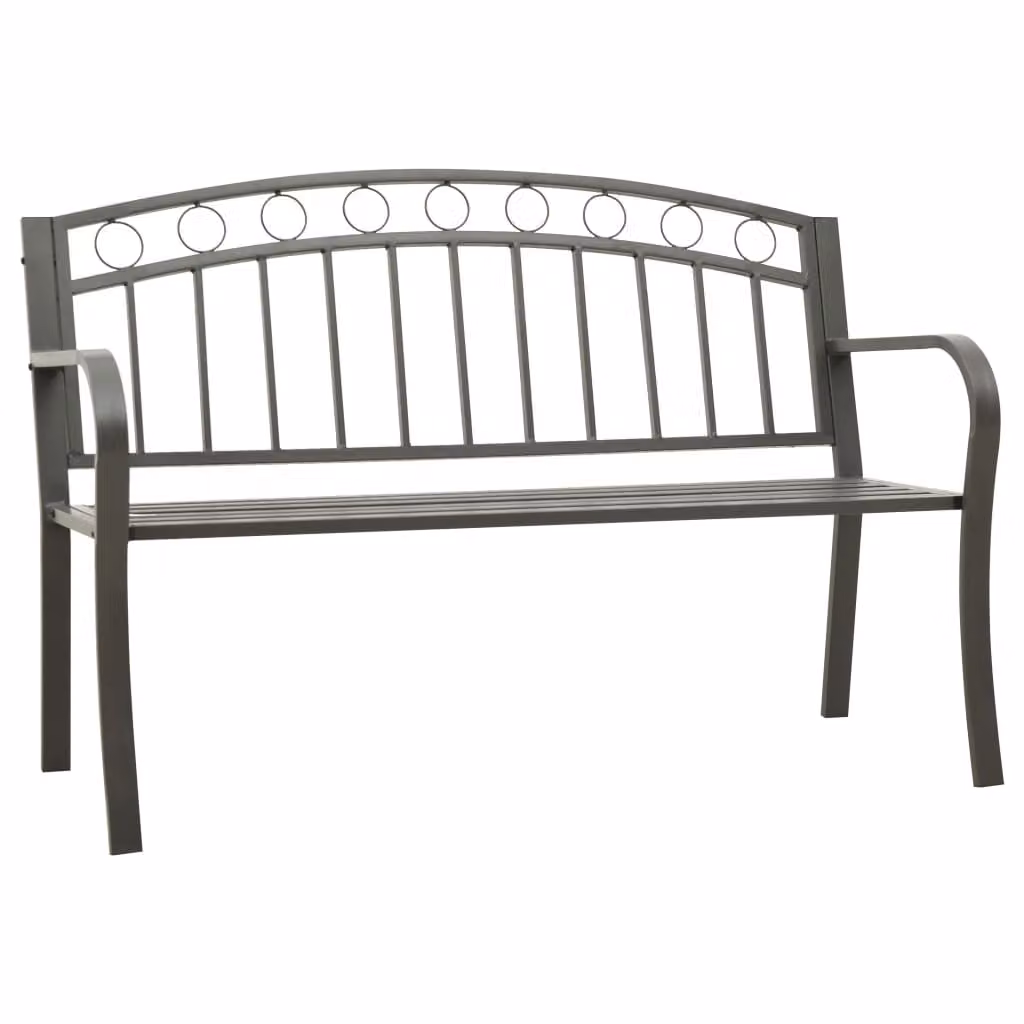 The Living Store Panca da giardino grigia 120 cm in acciaio