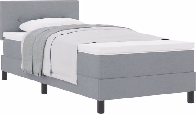 Letto singolo | Letto per adulti | Letto a molle con testiera Grigio chiaro 90 x 200 cm Tessuto