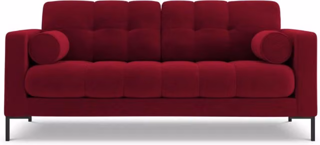 Divano Bali 2 posti Cosmopolitan Design in velluto rosso con struttura in metallo e cuscini inclusi L: 152 cm, P: 75 cm, H: 92 cm – 1