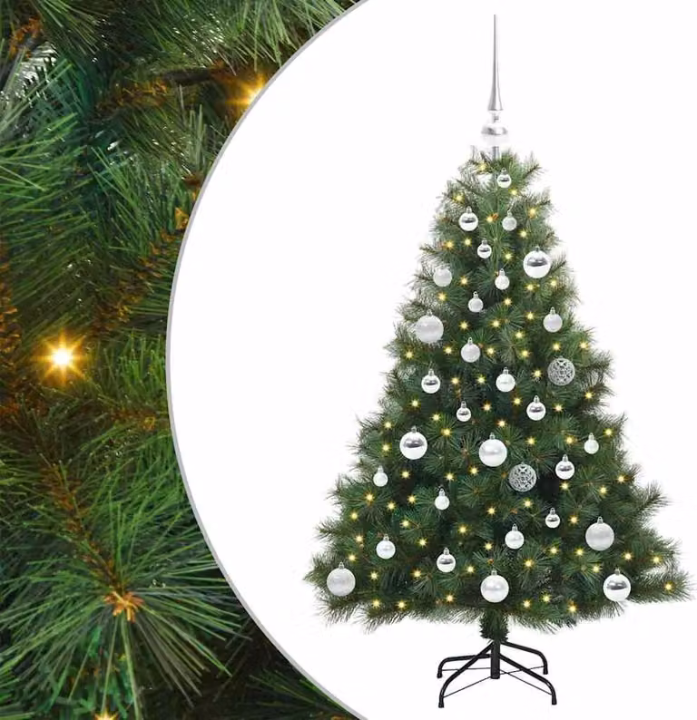 Albero di Natale artificiale con 150 LED Verde 120 cm PE e PVC