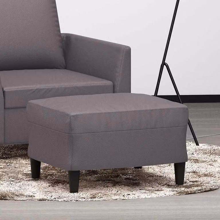 Poggiapiedi vidaXL in similpelle grigio, L: 60 cm, P: 50 cm, H: 41 cm