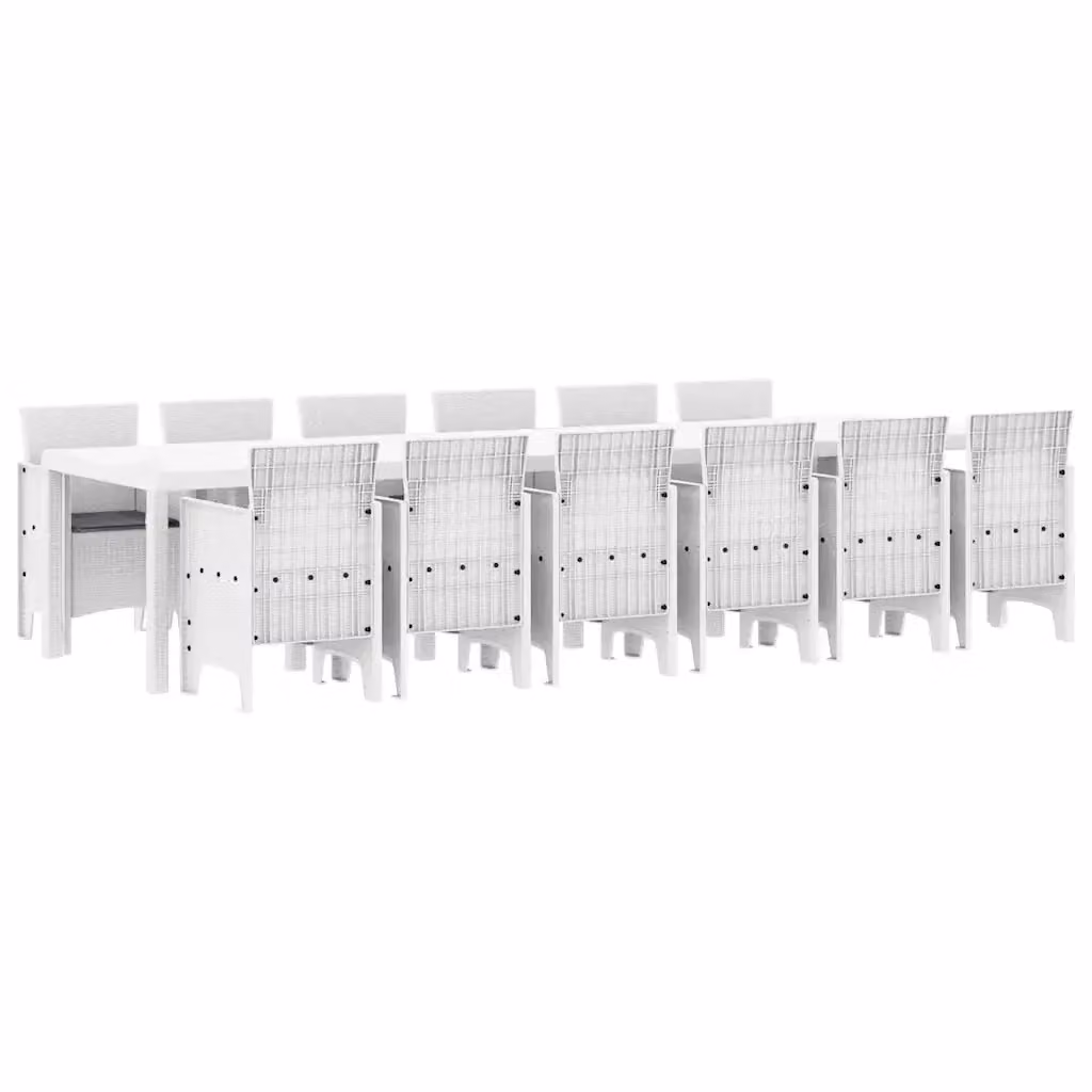 Set da pranzo per giardino vidaXL in 13 pezzi in rattan bianco con cuscini rimovibili – 2