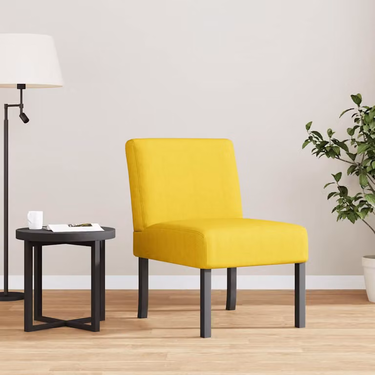 Sedia Lounge moderna vidaXL in tessuto giallo con struttura mista e imbottitura in schiuma