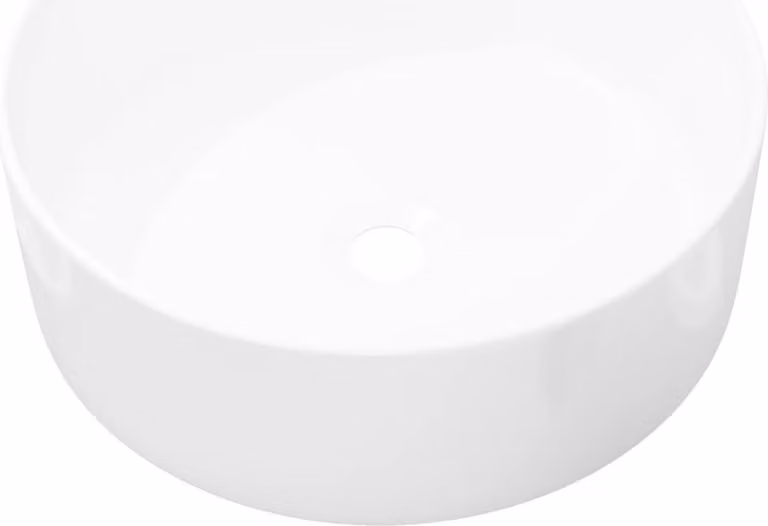 Lavandino Rotondo in Vetroceramica Bianca 40 x 15 cm