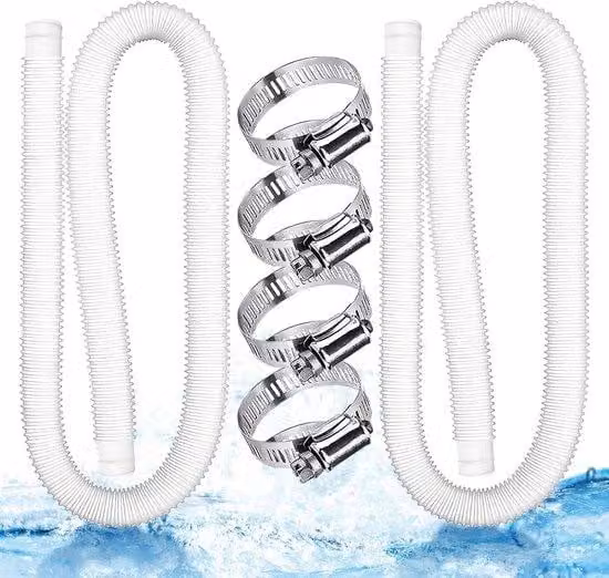 Scala per piscina - Set da 2 pezzi, 32 mm, bianca, con 4 staffe di fissaggio, 149,9 x 3,2 cm, adatta per piscine fuori terra