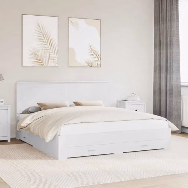Letto matrimoniale moderno DESIGN IN in legno bianco con struttura e rete a doghe L/P: 180 x 200 cm