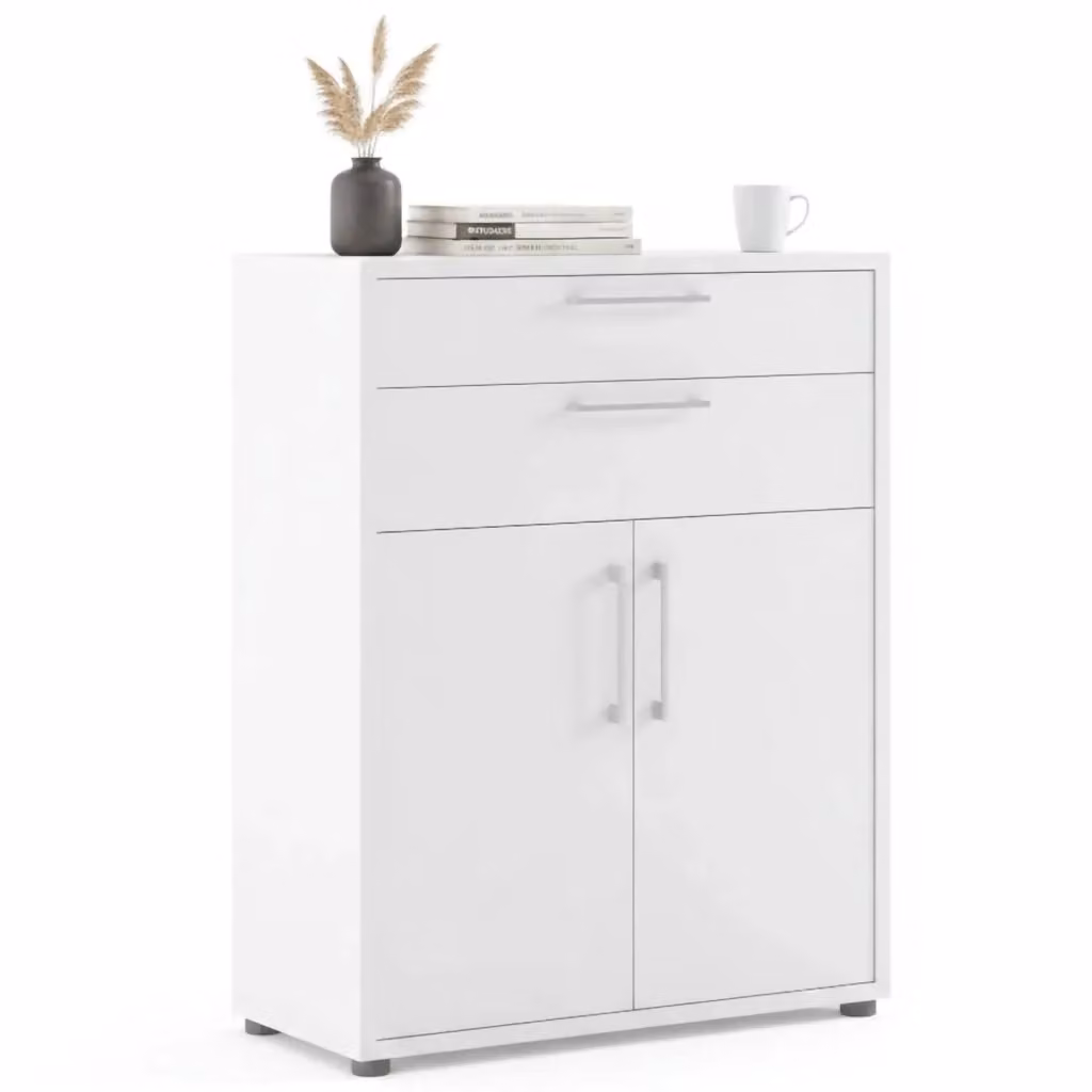 Credenza Agra DMORA, Buffet da soggiorno e madia moderna, Bianco, L: 89 cm, P: 40 cm, H: 113 cm – 2