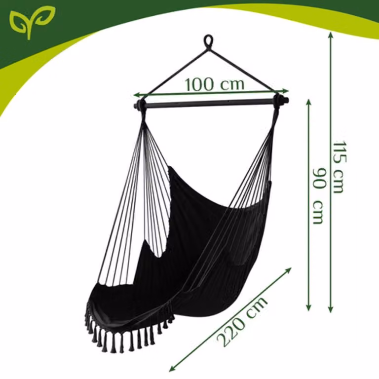 Poltrona a dondolo sospesa, dimensioni 220 x 100 x 115 cm