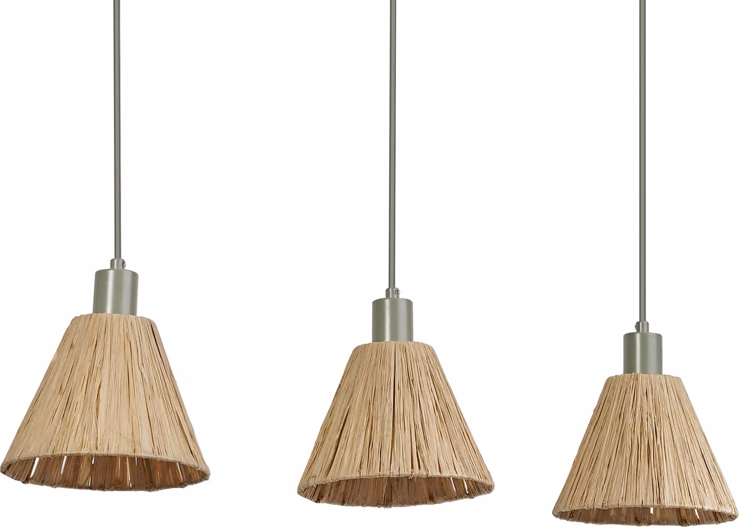 OSRAM lampada a sospensione a 3 luci Decor Raffia Linear verde in rafia e metallo, E27, lunghezza 845 mm, paralume in materiale riciclato, sostenibile grazie alla sorgente luminosa sostituibile, facile installazione