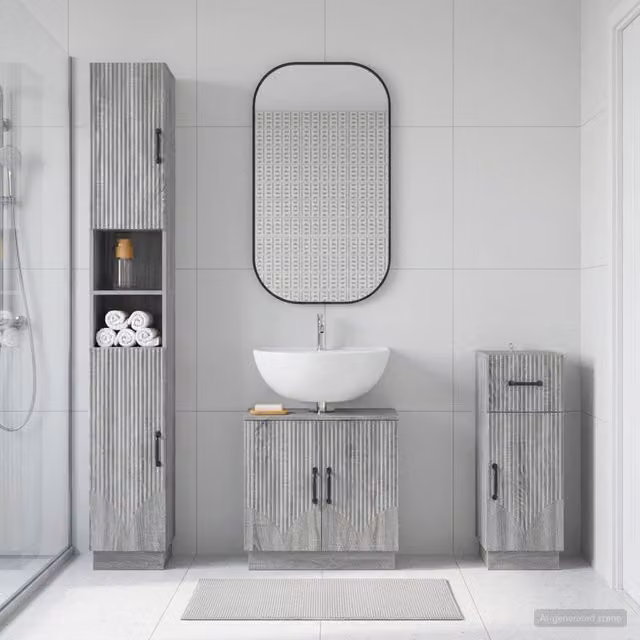 Set di armadietti da bagno in 3 pezzi HOORN Sonoma grigio 3417879