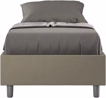 Letto Sommier imbottito Singolo 80x200 cm Azelia - Similpelle,Cappuccino,Con rete