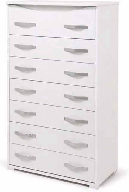 Cassettiera Bianco Frassinato in legno nobilitato con 7 cassetti h127x76x42 cm
