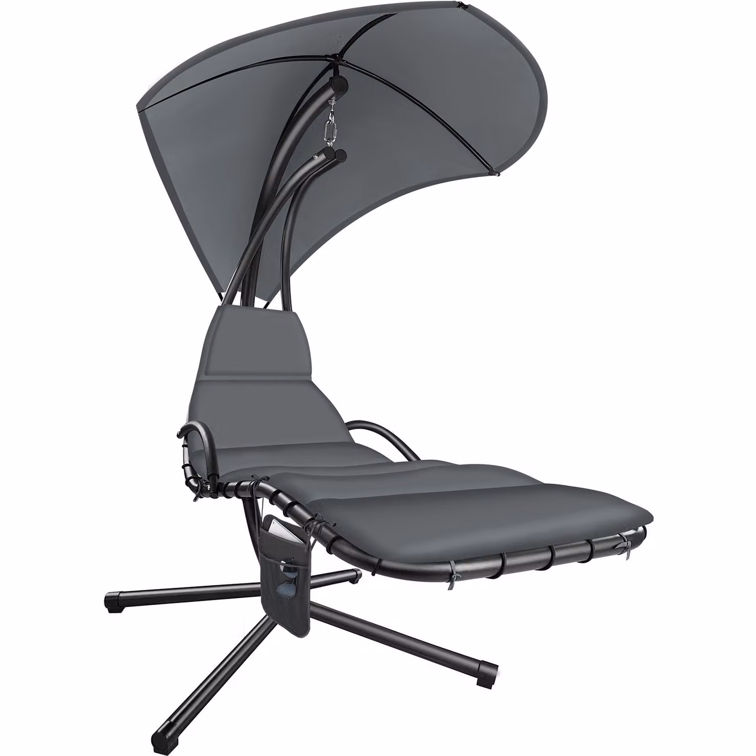 Sdraio sospesa Elaria TecTake con parasole e tasca laterale, grigio – 3