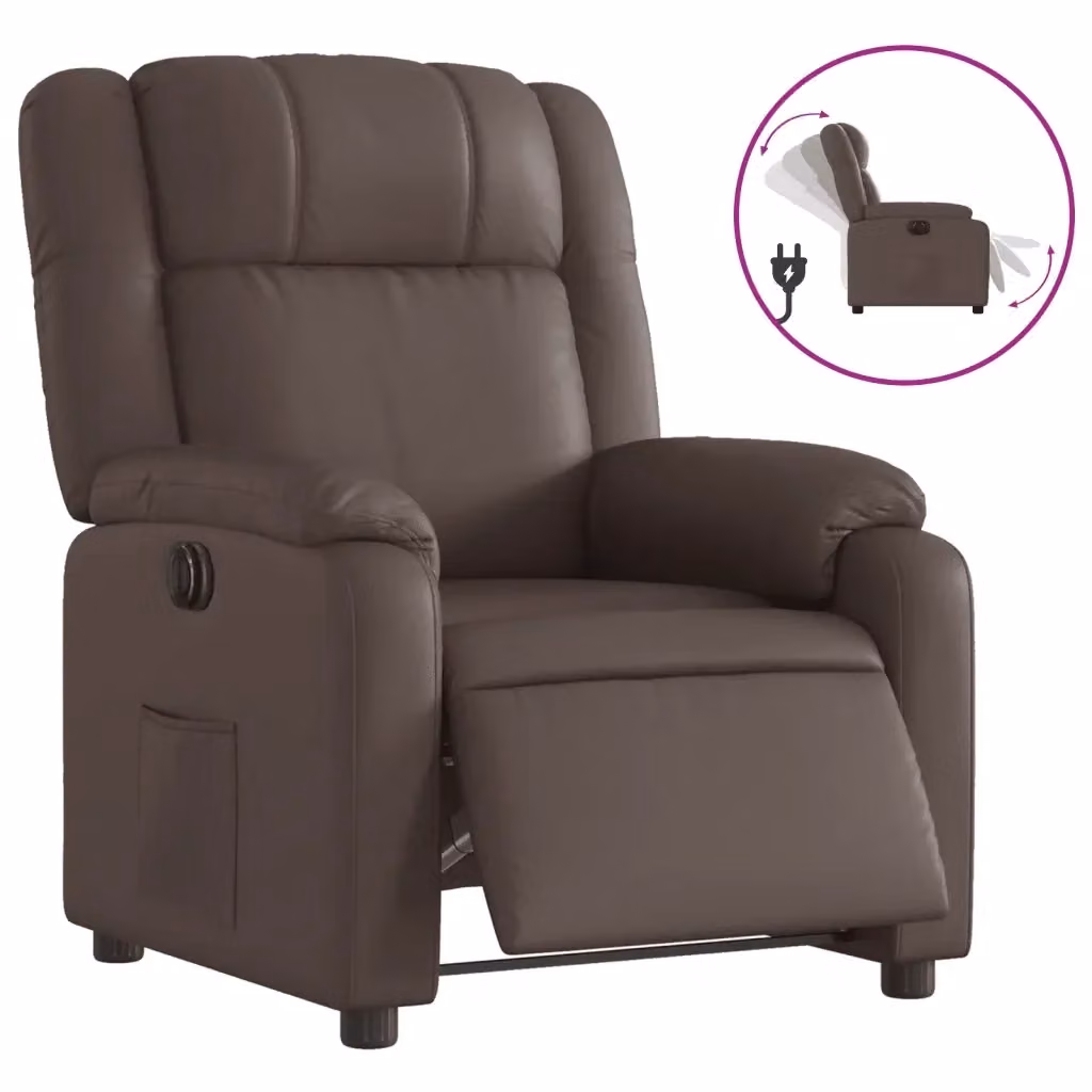 Poltrona Reclinabile Elettrica vidaXL in Similpelle Marrone con Braccioli – 2