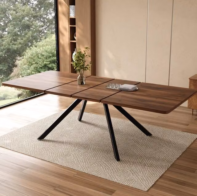 Tavolo da pranzo estensibile 160-240 x 90 cm in MDF color noce, per 6-10 persone