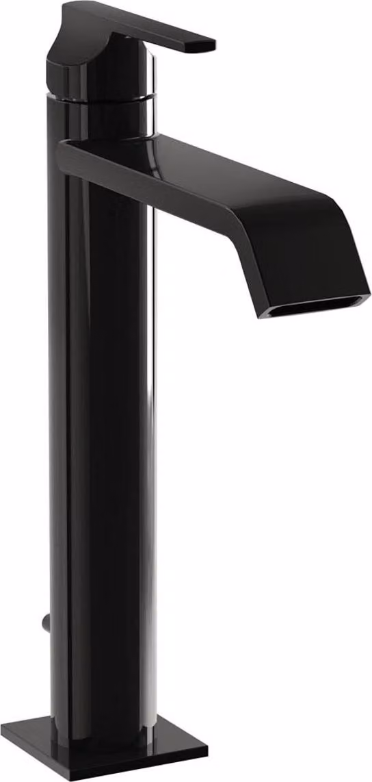 Miscelatore per lavabo con maniglia per lavabo con valvola pop-up, nero lucido | A4281539