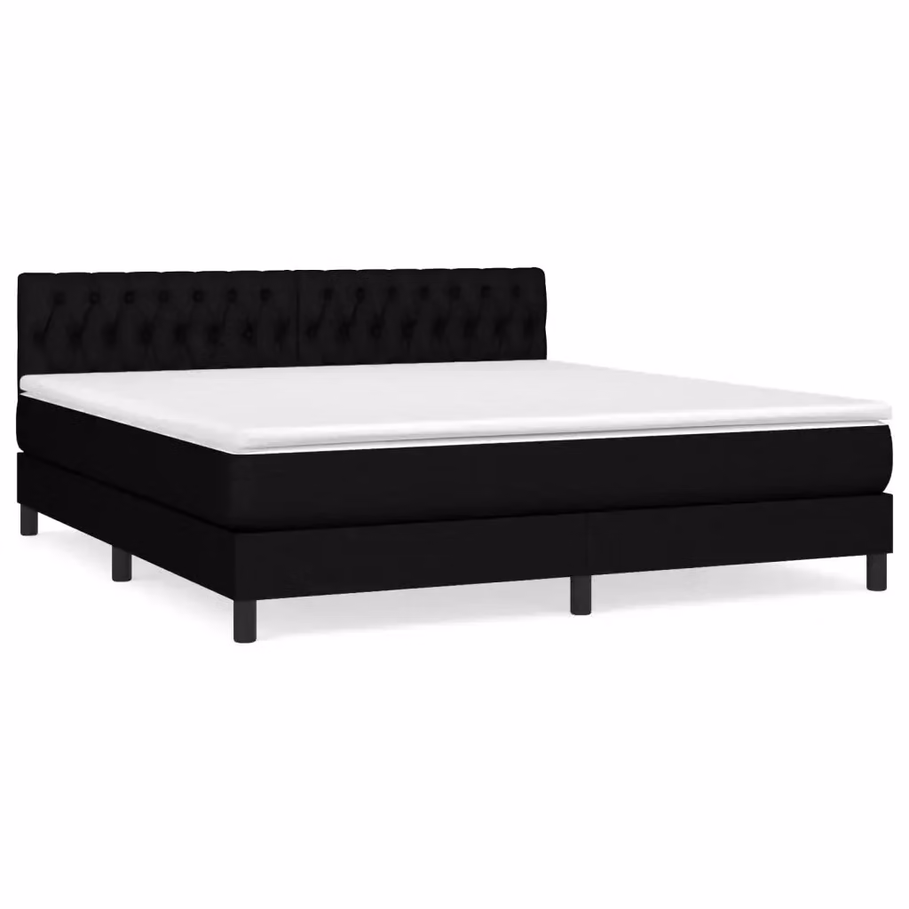 Letto Ibrido vidaXL con Giroletto a Molle e Materasso in Tessuto Nero e Bianco L/P: 180 x 200 cm – 2