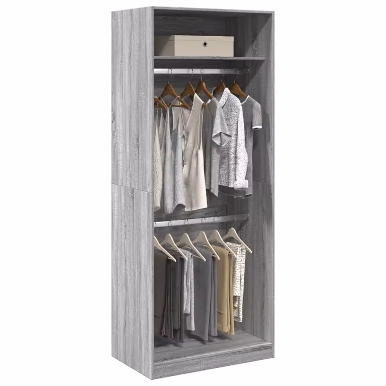 Armadio vidaXL Grigio con Ante a Battente in Legno e MDF, L/P/H: 80 x 50 x 200 cm