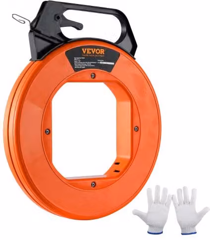 VEVOR Estrattore per Filo Elettrico in Acciaio Inox Arancione con Lunghezza 73,2 m e Diametro 3 mm per Condotti Elettrici