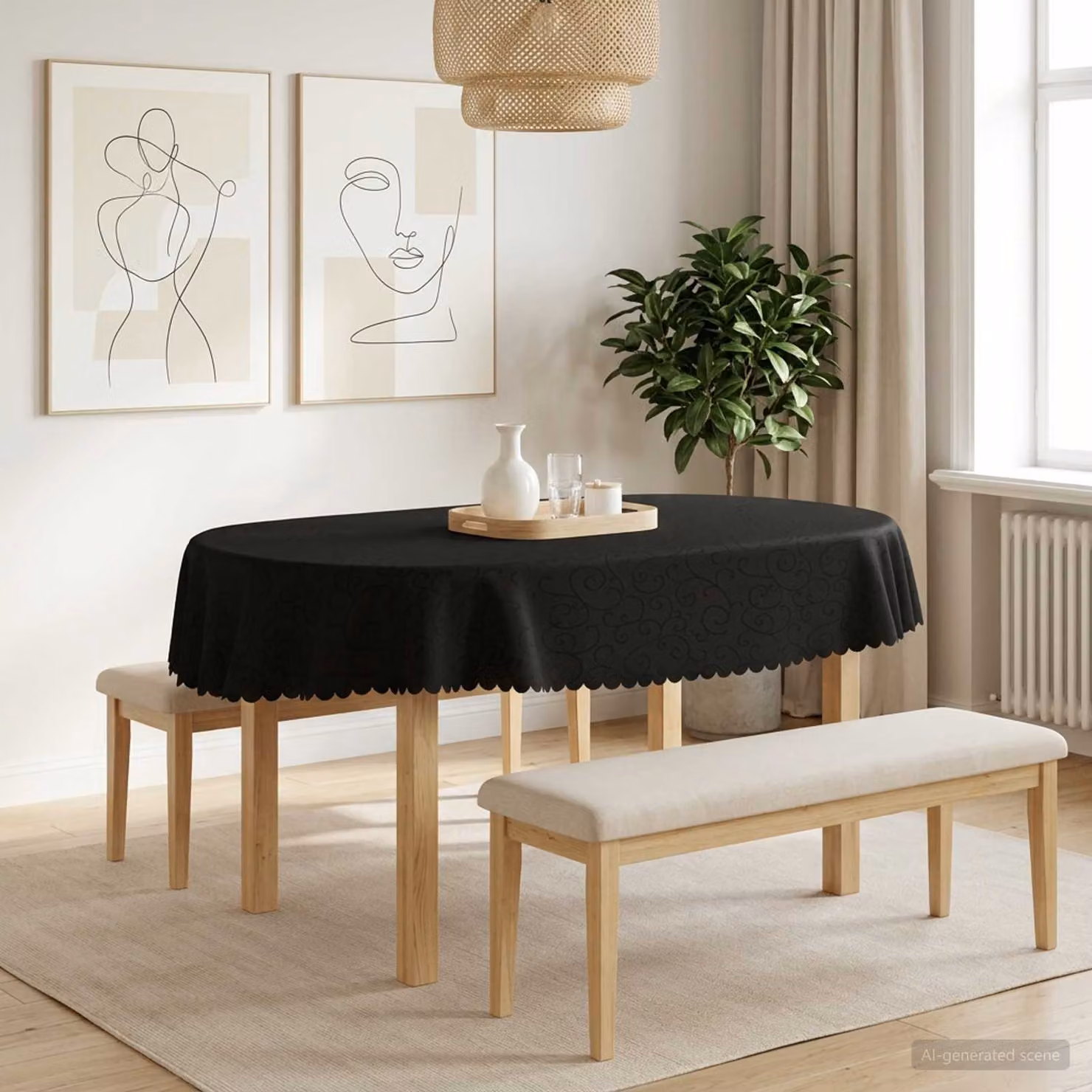 Tovaglia da Tavolo Ovale vidaXL in Jacquard Grigio Scuro, Idrorepellente e Lavabile in Lavatrice, L 130 cm x P 220 cm