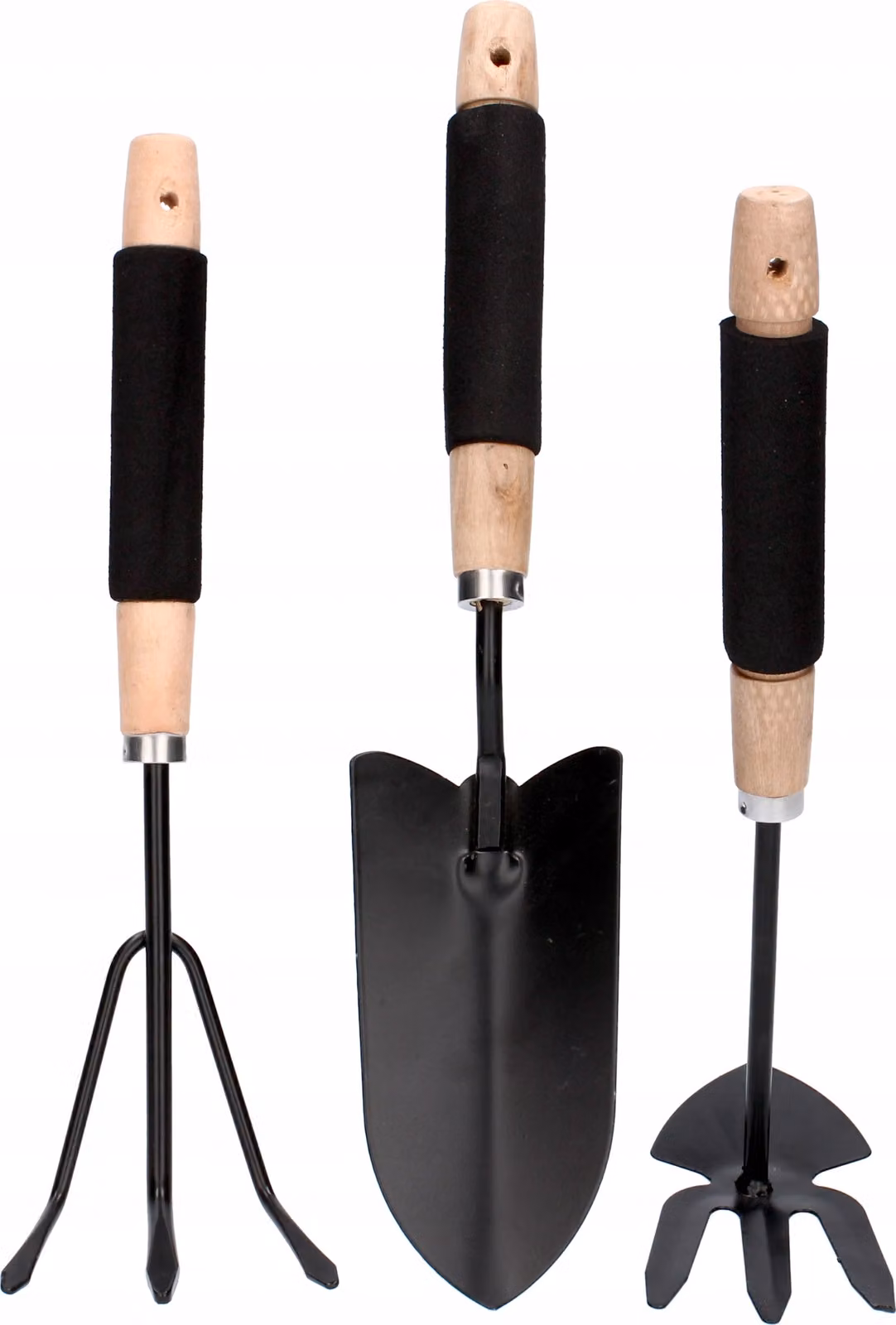 Attrezzi Da Giardino, Set Da 3 Pezzi: Pala, Rasco, Forca Da Letame In Metallo.