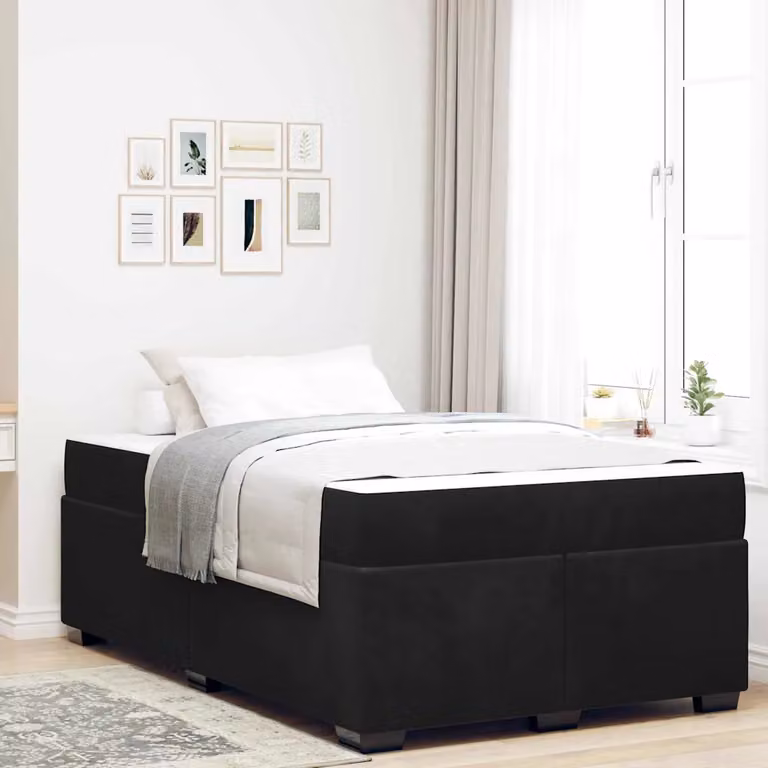Letto moderno vidaXL con materasso in tessuto nero, L/P: 120 x 200 cm